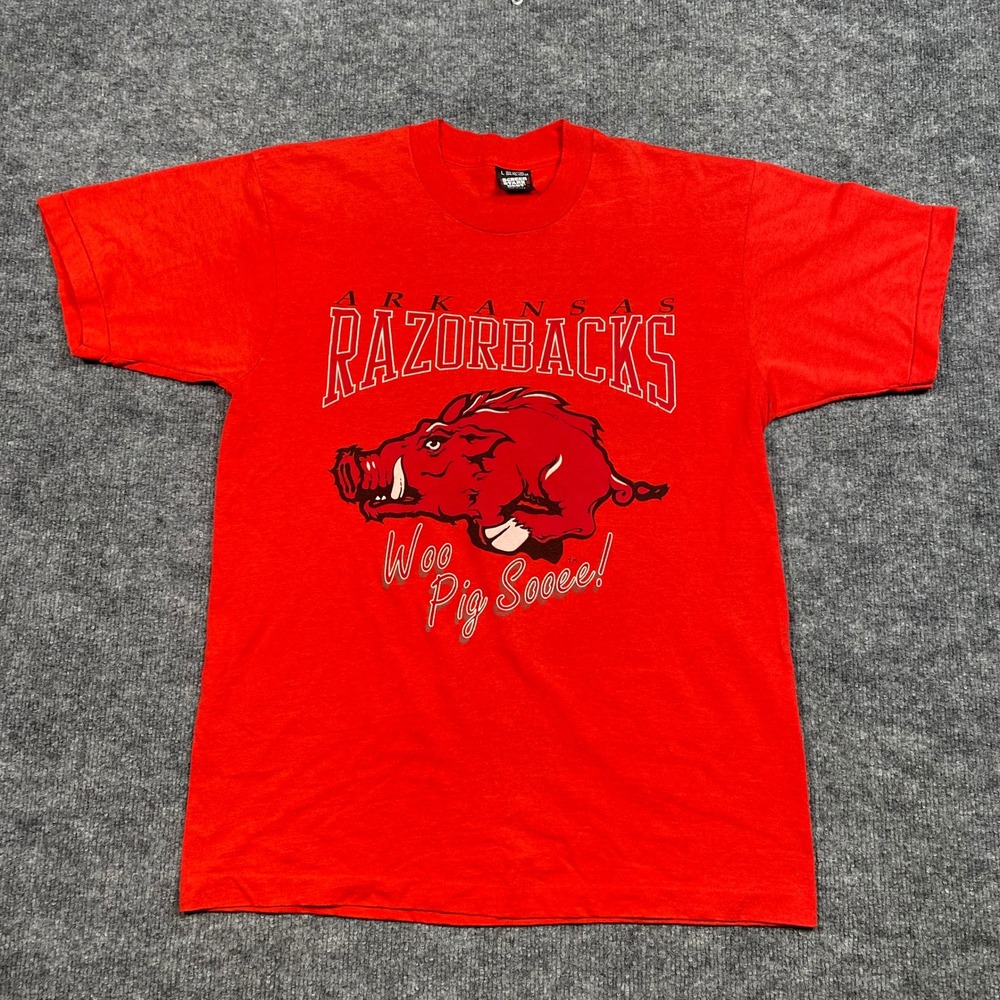Vintage Arkansas Razorbacks Screen Stars Best T-Shirt Red Woo Pig Sooie USA L